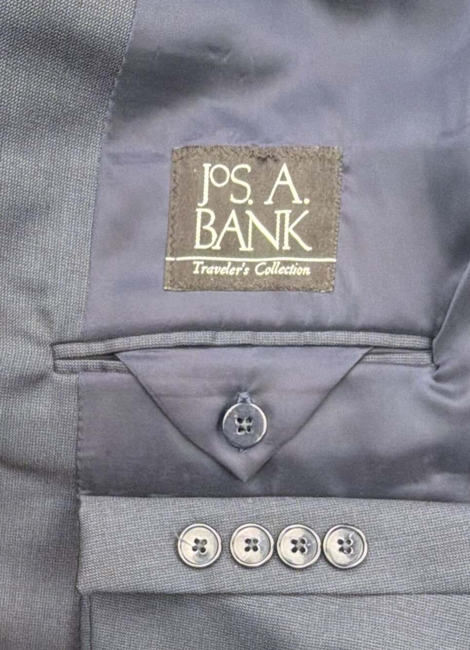 Jos. A. Bank 2-Piece Wool Suit 44L Navy Blue 38x30.5